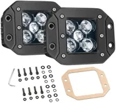 JIEPENG Flush LED Work Light Pods 2PCS 100W Off Road Rear Bumper Mount Driving Backup Reverse Light Spot Beam Lamp Front Grille Mount Daytime Running Fog Pods for Pickup Truck 4x4 UTV ATV