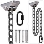 BeneLabel Hanging Kits Hammock Chair Hardware, Heavy Duty Silent Swing Hanger and 1m Chain, Indoor Outdoor Playground Hanging Hammock Chair Punching Bags, 2 Screws, 450kg Capacity, Black