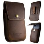 TarbicGear Leather Phone Pouch for Belt, S23 Ultra Belt Clip Holder for Men, Large Phone Holster, iPhone 14 Pro Max Belt Clip Case, Universal Smartphone Leather Sheath Magnetic Closure