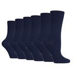 6 Pairs of Sock Shop Everyday Gentle Grip Socks Ladies 4-8 See Multi Variations and Designs (6 x RG68 Navy)