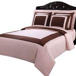 sheetsnthings 5-PC Blush with Chocolate 300 Thread Count Queen Duvet Cover Set 100% Egyptian Cotton comforter cover set with matching pillow shams