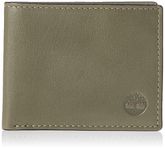 Timberland Men's Leather Wallet with Attached Flip Pocket Travel Accessory-Bi-Fold, Grey (Fine Break), One Size