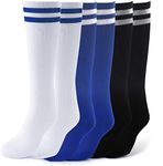 3 Pairs Kids Footballs Socks, Long Children's Football Socks, Breatable Football Basketball Hockey Sports Grip Socks for Boys, Girls, Teens