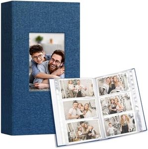 Vienrose Photo Album 4x6 holds 600 Photos 2 Pack, Baby Photo Album Linen Cover Memory Book for Gifts Wedding Family, Blue
