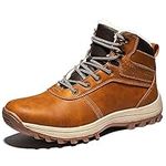 Mens Snow Boots Outdoor Hiking Waterproof Fashion Sneakers Winter Warm Shoes (11.5 M US, Light Brown)