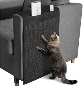 Navaris Tapis Griffoir pour Chats - Protection Canapé Meuble Sol - Tapis en Sisal et Lin 128 x 45 cm avec Compartiments - Adapté pour Chaton Chien