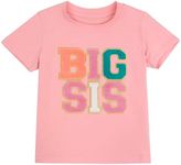 Big Sister Shirts for Girls 2T 3T Toddler T Shirts Big Sis Shirt Embroidery Big Sister Announcement Outfits Summer Short Sleeve Tops Pink