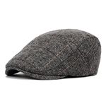 SEIUKS Mens Vintage Tweed Flat Caps,Flat Caps Hats Winter Caps Hats for Men Duckbill Cap, Adjustable Berets Flat Cap Driving Hats for Men Gray