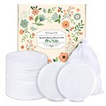 ProCIV Makeup Remover Pads Reusable 18 Packs Bamboo Cotton Rounds Pads Cleansing Cloth Wipe with Laundry Bag, Washable Clean Skin Care Facial Toner Pads Cleansing Towel Wipes (3.8 inch) (Pure White)