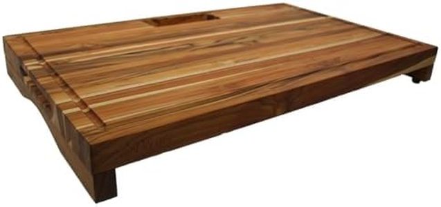 EcoDecors, Teak Edge Grain Cutting Board 29"x18", Solid FSC Teakwood Butcher Block with Juice Groove, Handles & Waste Chute, Large Cutting Board for Kitchen, Carving, and Stove-Top Prep