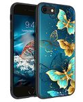 GUAGUA for iPhone 8 Case iPhone 7 Case iPhone SE Case 2022/2020 Glow in The Dark Cute Blue Butterfly Noctilucent Luminous Cover Slim Thin Shockproof Protective Phone Cases for iPhone 8/7/SE, Blue