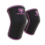 Elbow Sleeves 5mm (1 Pair) - High Performance Elbow Sleeve Support for Weightlifting, Weight Training & Powerlifting - Best Compression Straps - for Men and Women (Medium, Black/Pink)