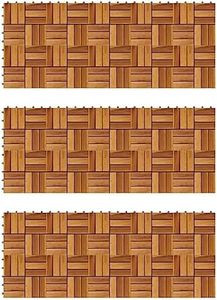 vidaXL 30x Decking Tiles 30 x 30cm Acacia Interlocking Decking Tile Garden