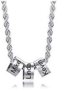 Vnox 2/3/4/5/6 Nomi Perline Collana con ciondoli per Uomo Perline Personalizzate Collana in Acciaio Inossidabile con Famiglia/Nomi Partner Collana con Ciondolo per Uomo Donna