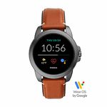 Fossil Men's Gen 5E 44mm Stainless Steel Touchscreen Smartwatch with Alexa, Speaker, Heart Rate, Contactless Payments and Smartphone Notifications, Smoke, Brown, 44 mm, Classic