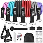 Zacro Resistance Bands for Working Out, 270 lbs Heavy Resistance Bands with Handles, Exercise Bands with Door Anchor, Ankle Straps, for Heavy Resistance Training, Shape Body, Home Workout (Multicolor)