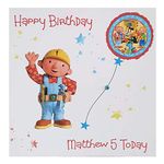 PERSONALISED BOB THE BUILDER HAPPY BIRTHDAY CARD - Personalise with any name & age. Handmade colourful Sparkly Young BOYS Children's Greeting Card. sorn Grandson.