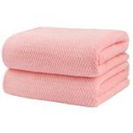 HOMEXCEL Bath Towel Set Pack of 2, (27 x 54 Inches) Microfiber Ultra Soft Highly Absorbent Bath Towel, Lightweight and Quick Drying Towels for Body, Sport, Yoga, SPA, Fitness, Pink