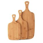 Salter Wooden Chopping Boards - 3 Piece Bamboo Chopping Board Set - 30cm, 35cm, 45cm, Chop, Cut & Carve Meat, Vegetables, Cheese & Bread, Protects Worktops, Paddle Handles With Hooks, BW06732EU7