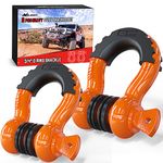 Nilight 2 Pack 3/4" D-Ring Shackle 4.75 Ton (9500 Lbs) Capacity with 7/8" Pin Heavy Duty Off Road Recovery Shackle with Isolators & Washer Kit for Jeep Truck Vehicle, Orange (90051B)