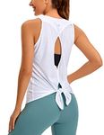 CRZ YOGA Women's Racerback Workout Sleeveless Shirts Round Neck Yoga Vest Top Open Back Sport Tank Tops White 10