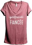 Thread Tank Girlfriend Fiancee Women's Fashion Relaxed V-Neck T-Shirt Tee Heather Rouge 2X-Large