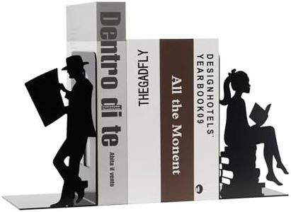 Weibefee 8 inch Lovers Bookends Book Ends for Shelves Decorative,Metal Book End Nonskid Book Holder Book Stopper Home Christmas Decor for Movies/CD/Video Games Christmas Decorations Gift(Set of 2)
