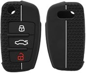 kwmobile Car Key Cover Compatible with Audi 3 Button Flip Key Key Cover - Silicone Protective Car Key Fob Case - Black/White