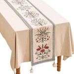 ISAENNE Designer Elegant Linen Table Runner 102 Inches, Farmhouse Colorful Wildflower Pattern Table Runners for Dining Tables,Decoration for Thanksgiving,Parties,Christmas,New Year,12"x102"