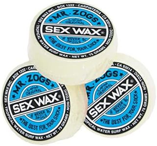 Sex Wax Surfboard Wax & Go Surf Sticker, 3 Pack, Coconut Scent, Tropical Water Formula