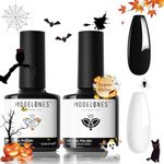 modelones Gel Nail Polish Set, 2Pcs 15ML White and Black Gel Polish White Gel Nail Polish Soak Off LED White Nail Polish Art Starter Manicure Salon 0.5 Oz