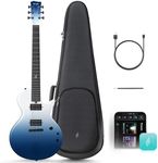 Enya Nova Go Sonic Carbon Fibre Electric Guitar with 10 W Wireless Speaker, Integrated Presets, Charging Cable, Adjustment Key, Ocean Blue