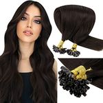 LaaVoo U Tip Hair Extensions Real Human Hair 20 Inch 50g 50s/pack Darkest Brown Hair Extensions Remy Straight Hair Extensions Nail Tip Keratin Real Hair Extensions #2