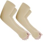 Yuneek Arm Sleeves For Men & Women UV Sun Protection, UPF 50 Cool Arm Hand Cover Unisex For Bike ride,Golf,cricket,cycling,yoga,gym Sports (2 Pair Beige)