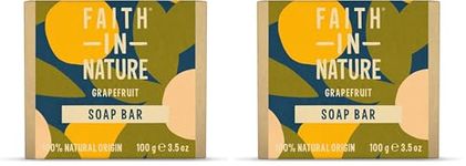 Faith In Nature Natural Grapefruit Hand Soap Bar, Invigorating, Vegan & Cruelty Free, No SLS or Parabens, 100g (Pack of 2)