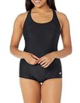 Speedo Women's Swimsuit One Piece PowerFlex Princess Seam Ultraback Conservative Cut - Speedo Black, Size 12