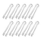 10 Pcs Plastic Buffet Serving Tongs, Clear Kitchen Tongs Mini Serving Utensil Tongs for Food Ice Salad Buffet Barbecue Cookies, 6.3 Inches