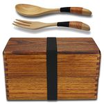 AOOSY Lunch Box with Spoon Fork : Lunch boxes, Japanese Traditional Natural Wooden Lunch box Square Women's Men's Wood Bento Box with Wooden Spoon Fork