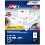 Avery White Clean Edge Two Sided Laser Business Cards, 2 x 3.5 Inches, Box of 400 (5877)