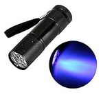 ebuyerfix 9 LED Super Bright UV Flashlight Torch Light 395nm Ultra Violet UV Waterproof Lamp AAA Battery Detection for Ink Marker Checker Cash, Pet Clothing, Food Fungus/Night Fishing/Travel