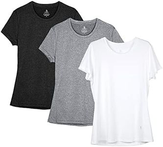 icyzone Workout Running Tshirts for Women - Fitness Athletic Yoga Tops Exercise Gym Shirts (Pack of 3)(S,Black/Gray/White)