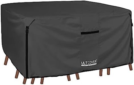 ULT Cover 600D PVC Durable Square,Rectangular Oval Patio Table Chair Cover, 100% Waterproof Outdoor Furniture Covers (Square 94"(L) x94(W), Black)