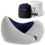 OSTRICHPILLOW Go Travel Pillow with Memory Foam for Airplanes, Car, Neck Support Flying, Power Nap Pillow, Accessories Women and Men - Colour Blue