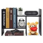 Adjustable Desktop Bookshelf Office Supplies Desk Storage Organizer Display Shelf Rack, Counter Top Bookcase, Black