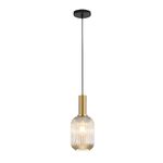 I-xun Pendant Light Fixtures Modern Pendant Lighting for Kitchen Island Farmhouse Striped Glass Pendant Light Shade (5.12'', Amber)