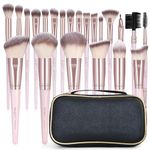 MAGEFY 22 Pcs Makeup Brushes with Case, Professional Makeup Brush Set Face Foundation Brushes Blending Powder Blush Eyeshadow Brushes Christmas Gift for Women Girls（Black)