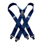 Holdup Suspenders in Navy Blue X-back Snow Ski Suspenders with Patented Gripper Clasps in 1 1/2" width