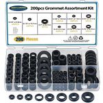 200 PCS Hollow Rubber Grommet Firewall Hole Plug Assortment, Rubber Grommet kit 1/4", 5/16", 3/8", 7/16", 1/2", 5/8", 3/4'', 7/8", 1''