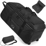 TAIHOYIN Large Foldable Duffle Bag with Wheels 85-100L Expandable Wheeled Holdall Extra Large Travel Rolling Duffel Bags for Men Women Collapsible Big Soft Luggage Camping, Black