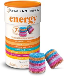 UPSA Gummies 7-in-1 - Vitalità Fisica e Mentale, Riduzione Stanchezza Gummies x30 - Senza Zuccheri - Vitamine C, D, B12, Zinco, Ferro e Zenzero - Energy Integratore Alimentare - con Edulcoranti, Vegan